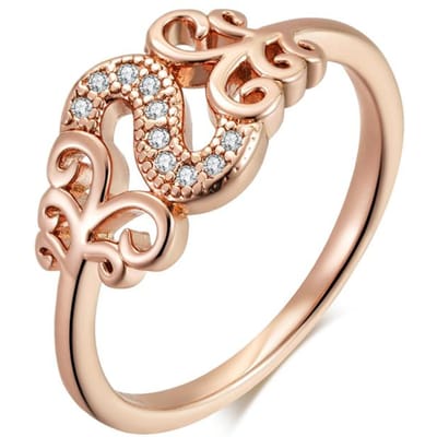 Mode Couleur Or Rose Avec Zircon Naturel Accessoires Bagues Fleur de Cristal Pour Femmes Bijoux de Mariage Vintage 10 beige