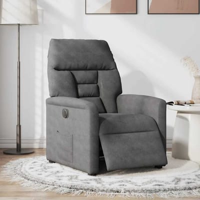 vidaXL - Fauteuil - verstelbaar - elektrisch - microvezelstof - donkergrijs