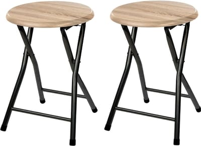 5five Bijzet krukje/stoel - 4x stuks - Opvouwbaar - zwart/hout - 30 x 46 cm - krukken