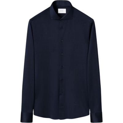 Eton Filo Di Scozia Knit Shirt Lange Mouw Overhemden Donkerblauw 100014987