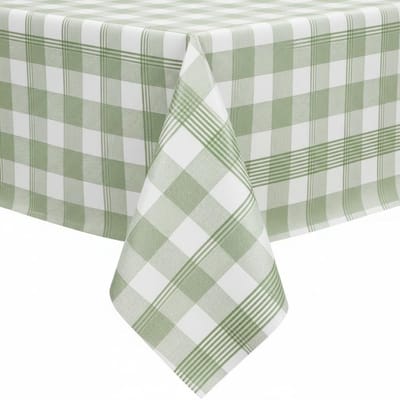 Protecttable - Tafelzeil Ruit Cotton Groen 140x50cm - Tafelkleed Afwasbaar - Kunststof