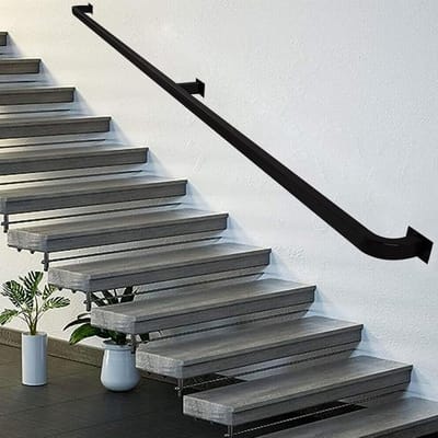 Trapleuning - Handgreep Muur - Veiligheid Binnenshuis - Gesmeed Ijzer - 400cm - Zwart