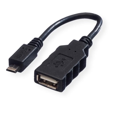 ROLINE USB 2.0 Kabel, USB A Female - Micro USB B Male, OTG, 0,15 m