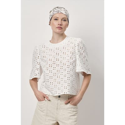 Dante6 Malva Broderie Anglaise Top Optic White Größe: 36 | Blusen Outlet | Damen | Weiß