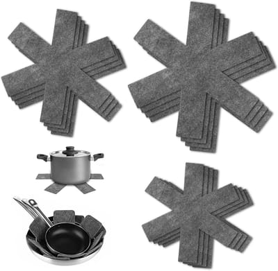 Set van 12 Pan Guards in 3 Maten - Bescherming voor Pannen, Potten en Schalen - Warmtebestendige Vilt Beschermers voor Keuken Gereedschap