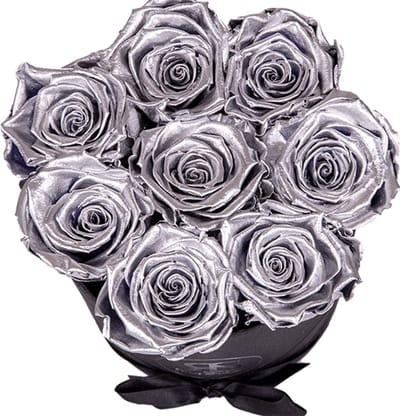 Flowerbox longlife Gigi zilver - Rosuz - 3 jaar houdbare échte rozen - Gratis in luxe Giftbox! Valentijnscadeau voor hem