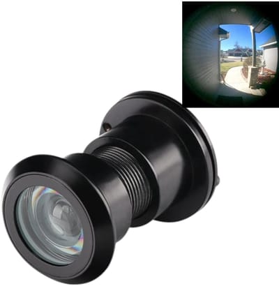 Veiligheidskattenoog - 220° breedbeeldontwerp - veilig en privacy-kijkgat - draaibare afdekking - past op deuren van 4,19 cm tot 5,49 cm dik - 41*38*38 mm - geschikt voor thuis, op kantoor en in hotels - zwart