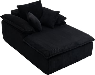 Een 46 cm hoge relaxbank, ontworpen in een interieurstijl, met een frameloos design. Een extra comfortabele relaxbank om op te lezen, voorzien van brede armleuningen, die geen montage vereist.