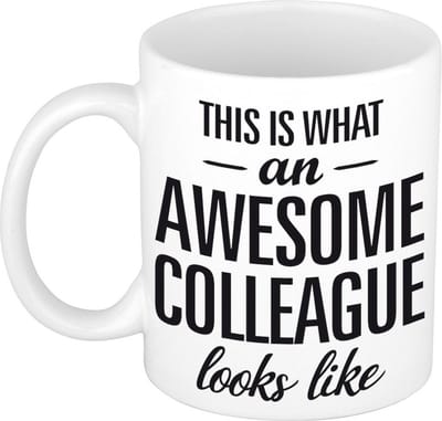 Awesome colleague - cadeau koffiemok - beker - 300 ml - collega afscheid - wit