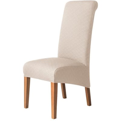 Housse de chaise extensible en jacquard losange taille Xl, housses élastiques à dossier haut pour salle à manger et cuisine, étui de siège anti-salissure et anti-rayures 1 Piece white