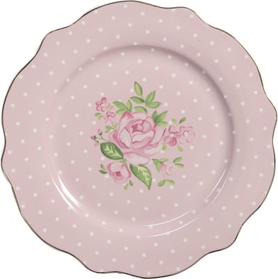 Clayre & Eef Ontbijtbord Ø 20 cm Roze Porselein Rozen