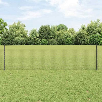 vidaXL - gelast - draadhek - met - palen - 25 - x - 0,5 - m - Gegalvaniseerd - staal - Grijs