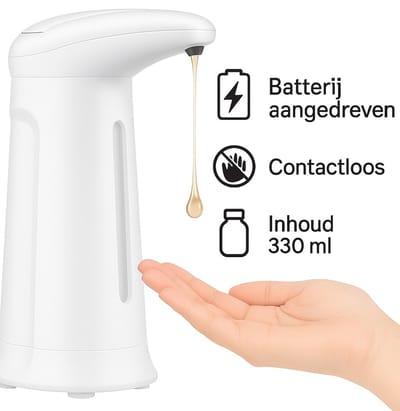 Automatische Zeepdispenser met Sensor – Touchless – Handzeep Dispenser – Automatische Zeeppomp 330ml – Wit – Voor Zeep & Desinfectiemiddel