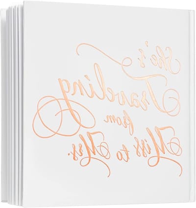 Bruiloft Gastenboek - Gastenregister Bruid - Bruidsdouche Herinneringen - Roségouden Folie Opdruk - 8.5x8.5 inch - Wit Rose Goud