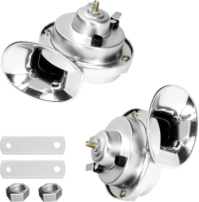 300 DB Slakkenluchthoorn, 2 stuks, 12 V, waterdicht, elektrisch, luid geluid voor vrachtwagens, boten, motorfietsen (zilver)