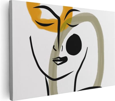 Artaza Canvas Schilderij Abstract Vrouw - 90x60 cm - Wanddecoratie Line Art - Muurdecoratie Woonkamer - Schilderijen Op Canvas
