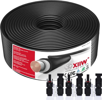 Zonnekabel Verlengkabel - Fotovoltaïsche Kabel - Energie Opwekking - IP67 Waterdicht - 50 Meter - Zwart