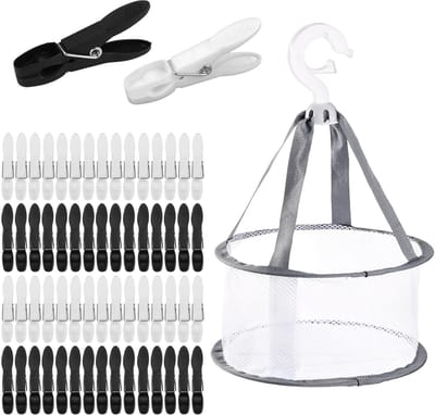 Dailygoods- Wasknijpers Set van 60 - Antislip Kunststof Wasknijpers - Wasknijpermandje - Windbestendige Wasknijpers - Beschermt Kleding - Afmetingen 7,3 x 2,5 cm - Wasknijperset