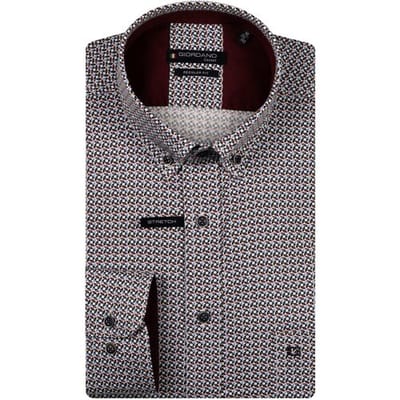 Giordano Overhemd Ivy Abstract Graphic Pattern Button-Down Satin Stretch Deep Mauve-Multi / male