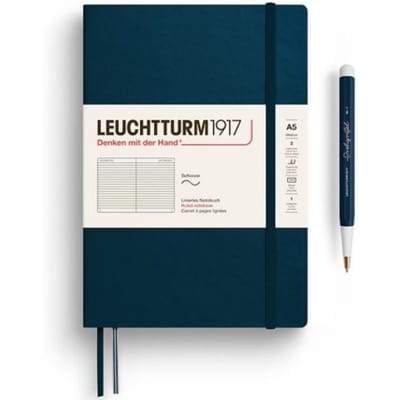 Leuchtturm1917 notitieboekje, softcover, medium a5, gelinieerd, diepzee blauw