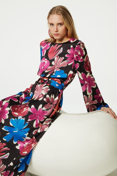 Fabienne Chapot Darina Dress Black/bright Blue Maat: 34 | Midi Jurken Outlet | Dames | Zwart