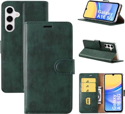 Hoesje geschikt voor Samsung Galaxy S24 FE hoesje Groen pasjeshouder telefoon - Met screenprotector tempered glass voor Galaxy S24 FE - 2x