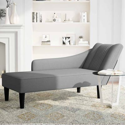 vidaXL - Chaise - longue - met - rechterarmleuning - stof - donkergrijs