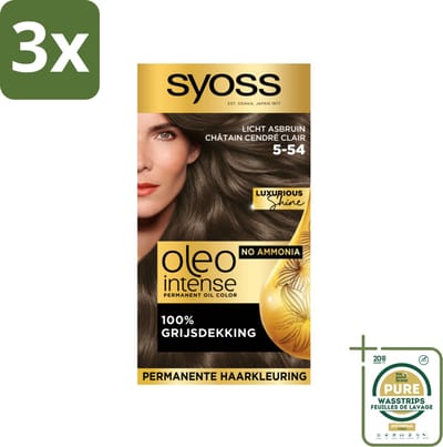 Syoss Oleo Intense - Haarverf - 5-54 - Licht Asbruin - 115ml x 3