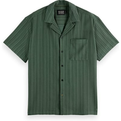 Scotch & Soda Tonal-striped Short-sleeved Shirt Thyme Taglia: XL | Camicie Casual Outlet | Uomo