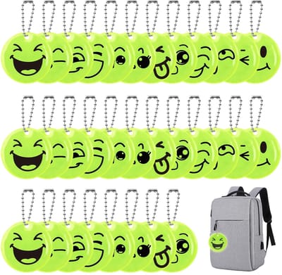 Dailygoods- Reflectoren 30 Stuks - Veiligheidshangers - Glimlach Patroon - Waterdicht - Slijtvast - Geschikt voor Fietsen/Rugzakken - Veiligheidsstickers