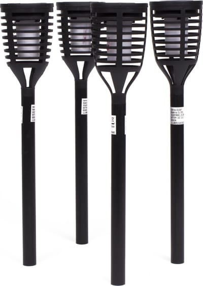Benson Tuinfakkels - 8x stuks - solar - vlameffect - 41 cm - op zonne-energie - Prikspots tuinverlichting