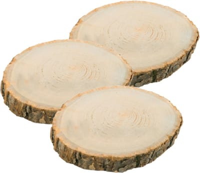 Chaks Decoratie boomschijf met schors - 3x - hout - D30 x H2 cm - rond - Onderborden/kaarsenplateaus