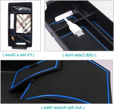 Center Console voor Mercedes W206 C-Klasse 2024 - Armsteun Organizer, Opbergbak, Accessoires voor Auto, Opbergruimte, Glove Compartment, Praktische Oplossing, Blauw