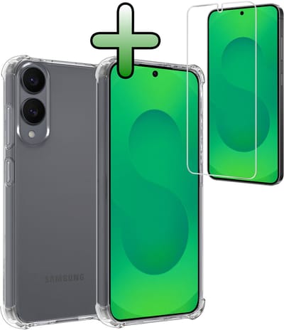 Hoesje Met Screenprotector - Geschikt voor Samsung Galaxy S25 Edge - Sterk & Shockproof - Siliconen Case - Back Cover - Telefoon Hoes - Shock Proof - Transparant