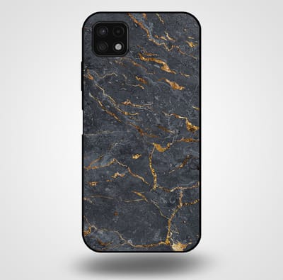 Smartphonica Telefoonhoesje voor Samsung Galaxy A22 5G met marmer opdruk - TPU backcover case marble design - Goud Grijs geschikt voor Samsung Galaxy A22 5G