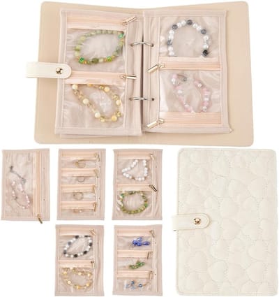 Draagbare Sieraden Organizer van PU Leer - Tangle-Free Opbergtas voor Kettingen en Ringen met 5 Stukken en Rits voor Gemakkelijke Toegang