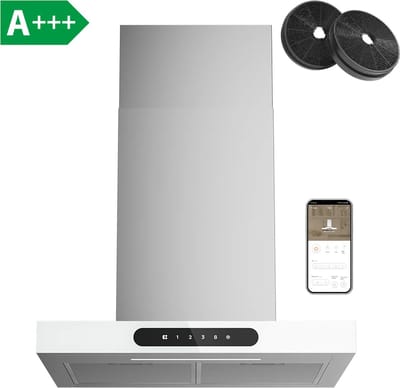 CIARRA CBCW6102-OW 60cm Afzuigkap Wit/RVS - inclusief set koolstoffilters – 650m3 – DC motor energieklasse A+++ - WiFi