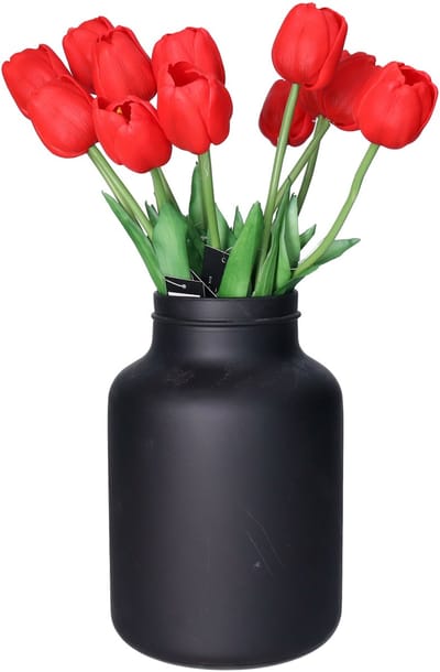 Countryfield Kunstbloemen boeket Tulp Tulipa - 7x - 44 cm - rood - Real Touch - kunst zijdebloemen