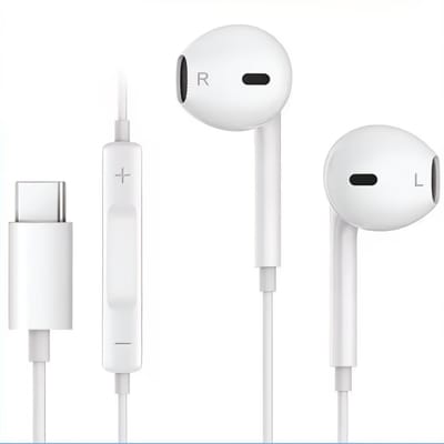 Kbstronics bedrade oordopjes USB-C aansluiting - Oortjes met draad en microfoon - USB-C - Wit - Slimme bediening
