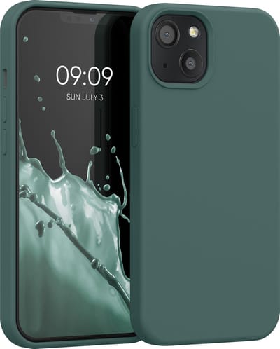 kwmobile telefoonhoesje geschikt voor Apple iPhone 13 - Hoesje met siliconen coating - Smartphone case in blauwgroen