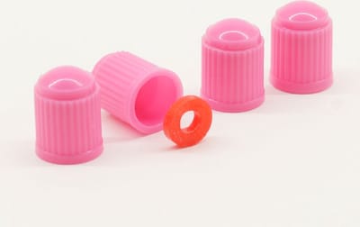 Schrader (auto) ventiel - Roze kunststof met rubberen ring ventieldoppen