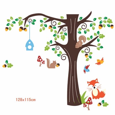 Decoratieve muurstickers met bomen en dieren: Bomen en dieren