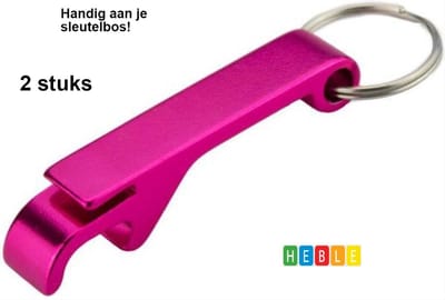 2x Roze Bierflesopener Sleutelhanger - Verschillende Kleuren Heble®