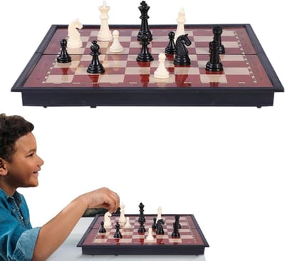 Opvouwbaar Schaakbord - Magnetisch Schaken Dames - Strategisch Spel Leren - Handgemaakt Draagbaar Educatief - 19 cm - Niet gespecificeerd