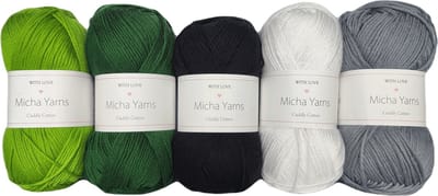 Bollen Bundel - 80% katoen 20% acryl breiwol - 5 bollen haakgaren – 5 x 100gram - Emerald (008) – Cuddly Cotton - Micha Yarns