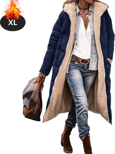 Livano Winterjas - Parka - Dames - Winter - Jas - Volwassen - Stijlvol - Marineblauw - XL