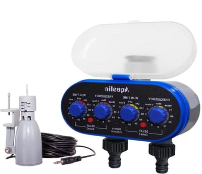 Water Timer - Automatisch Irrigatiesysteem - Planten Water Geven - Met Regensensor - 2 Uitgangen - Grijs