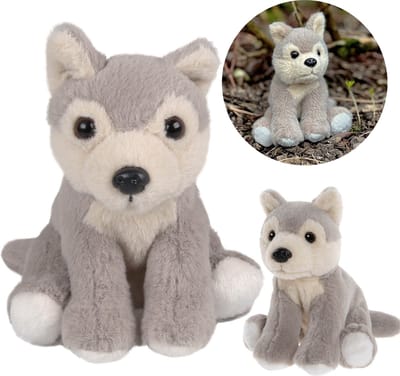 Charlie Bears Wolf mascotte, uit de Cuddle Cubs serie, een kleine pluche ideaal voor baby's, 13 centimeter