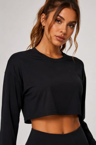 SparkNine Urbansleeve dames trui - fitness longsleeve dames - M - zwart - kort model - ademend - lange mauwen - zacht & comfortabel