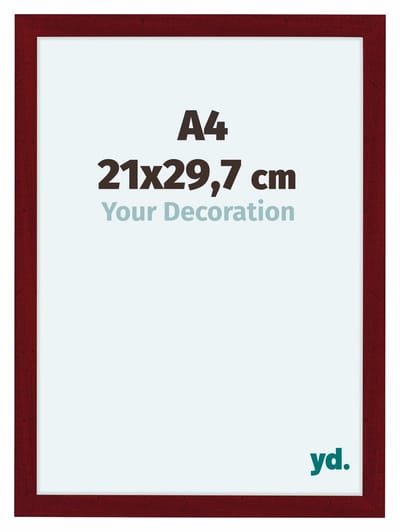 Your Decoration - Fotolijst A4 21x 29,7 cm - MDF - Wijnrood Geveegd - Como